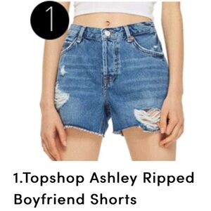 Topshop Ashley ripped boyfriend shorts button fly jeans SZ 4 UNHEMMED Nordstrom
